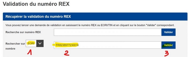 REX (Système d'Export Enregistré) Vérification / Obtention de l'identifiant, Grenoble, EXPRESS'I.O.N.